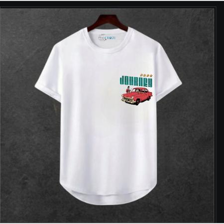 Erkek Oversize Ön Araba Baskili T-shirt Premium